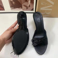 Za summer new 2024 french pointed-toe high heels, single strap bow detail, open toe slingback mules