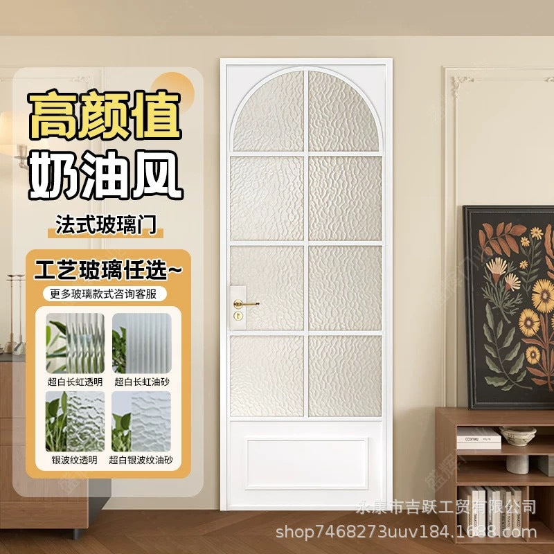 Influencer-approved bathroom door: ultra-slim glass shower door, interior aluminum alloy door, waterproof pivot door, modern minimalist style