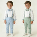 European and american style boys' formal suit set - gentleman's suspender pants two-piece outfit - flower boy, ceremony host, and runway performance costume