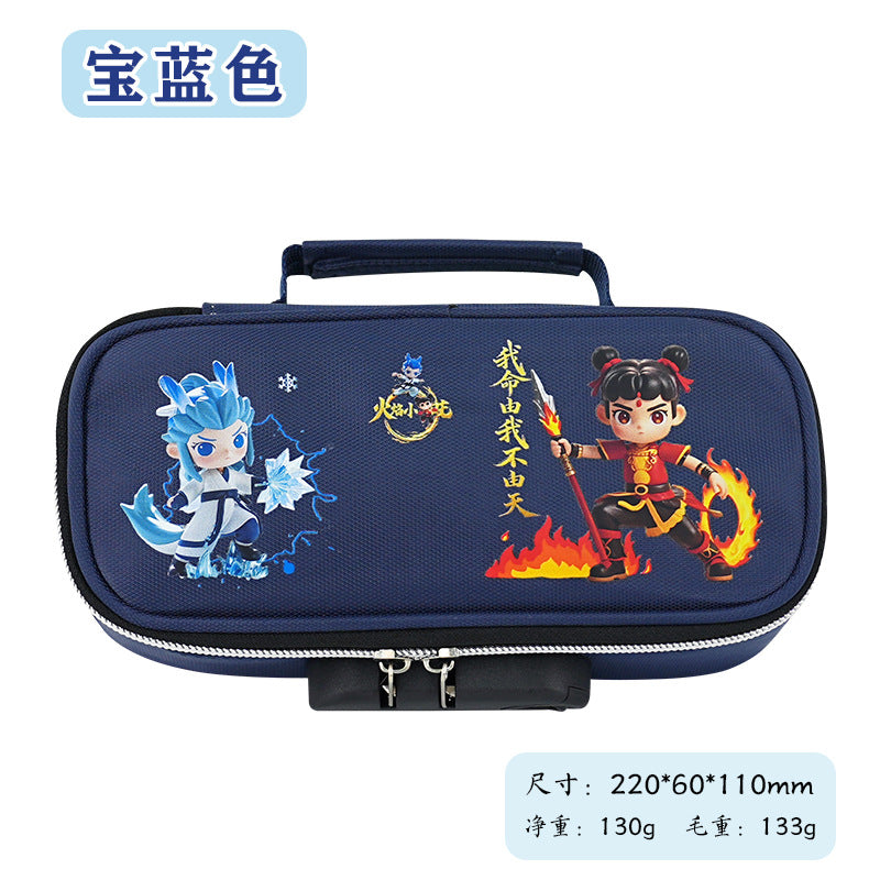 Cross-border password lock pencil bag, large capacity four-layer multi-functional stationery bag, simple anti-theft stationery box for primary and secondary school students