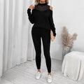 Amazon cross-border fashion set: european and american style, casual off-shoulder long sleeve top and pants two-piece set with cutout detail
