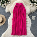 Korean style tassel trim a-line midi skirt - women's 2026 summer high-waisted commute chic tassel skirt