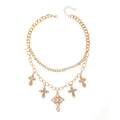Punk imitation pearl necklace wholesale european and american cross-border multi-layer cross pendant accessible luxury high-end sense of stacking clavicle chain