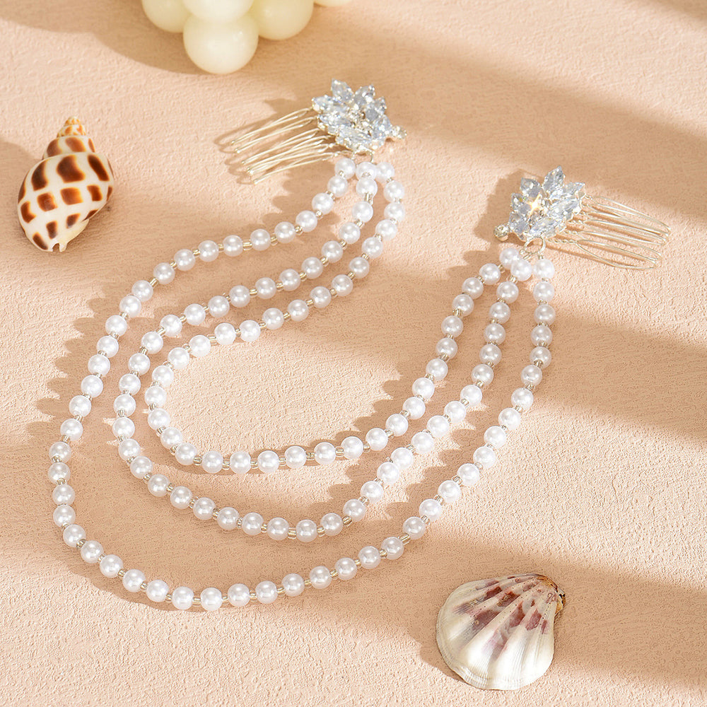Wholesale hair clips: new european and american cross-border styles - pearl hair accessories, unique high-end jewelry, diamond-studded leaf hairpins, hair accessories for women