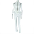 Fashionexportfashionhalter neck swing collarpure colorwork clothing pantssuitbacklesstie backtopstightpantstwo-piece set