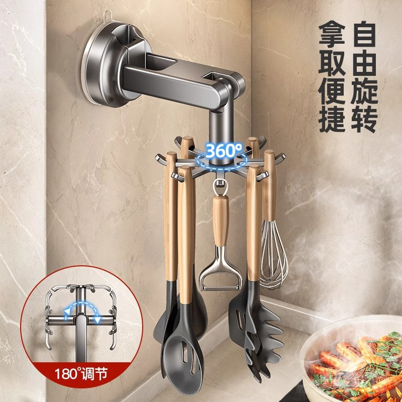 Kitchen rotate suction cup hook storage rack spatula spoon shovel hanger punch-free kitchenware storage rack