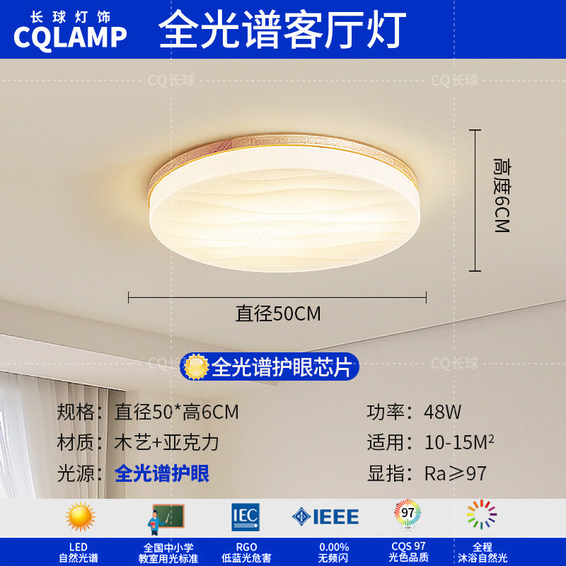 Japanese-style Nordic log wind living room ceiling light full spectrum eye protection cream wind hall main light whole house lighting package