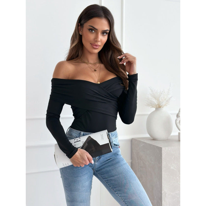 Ebay  fall/winter new arrivals: fashionable and sexy off-the-shoulder long sleeve tee