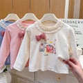 Spring new arrivalgirlfashionsweatshirtkidsoutwearlong sleevesfashionable bottom baby girltopst-shirt children's clothing trendy t