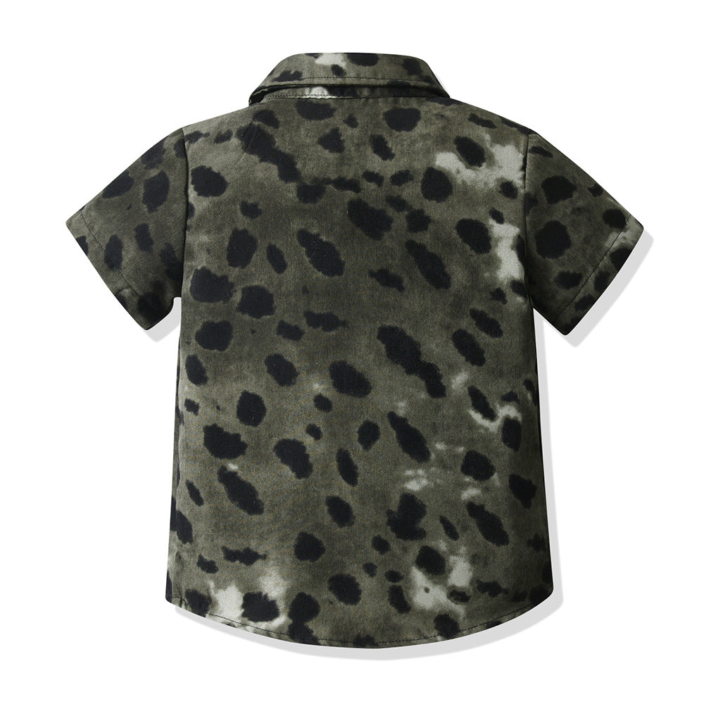 Boys' summer outfit set: new lightweight beach style short-sleeve shirt and floral shirt for boys