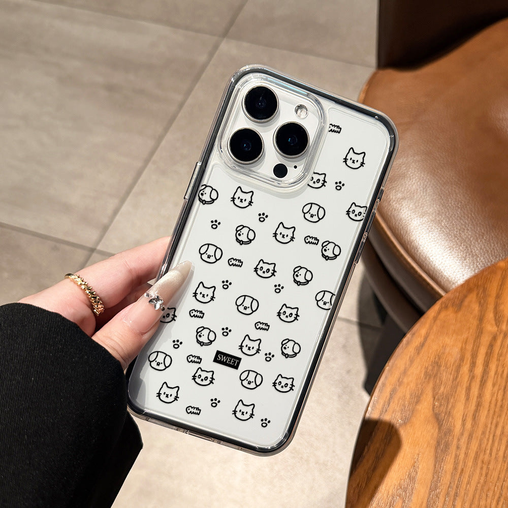 Ins cute cartoon cat paw print suitable for iphone16 mobile phone case apple 17pro transparent anti-fall protective cover