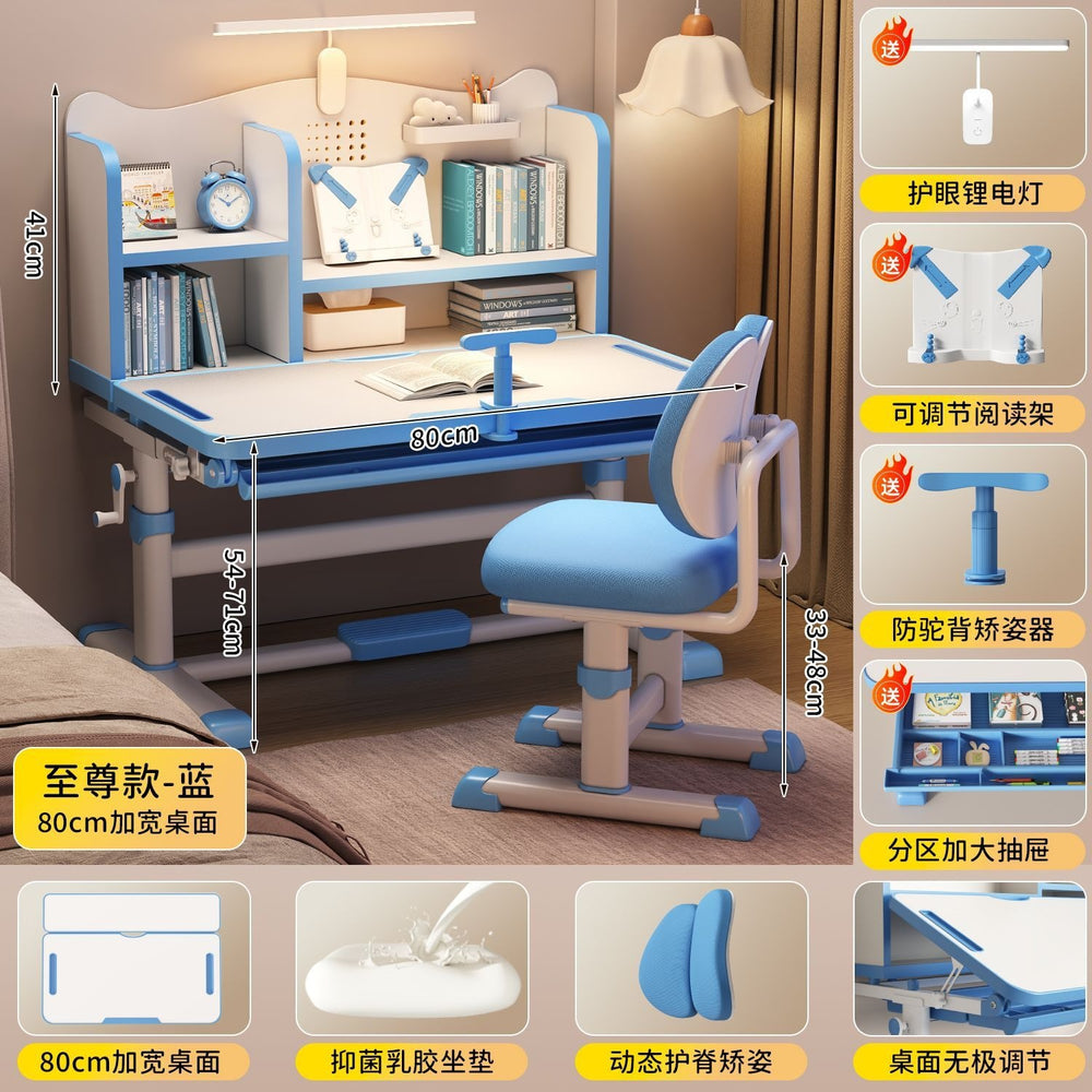 Adjustable height desk and chair set for kids - perfect for elementary school students, home study, and writing