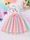 Girls' (toddler) dress, summer flutter sleeve fish scale mesh