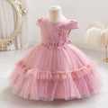 Fashionready-made girl airplane sleeve dress gold sequin princess dress first birthday dress girl dress