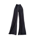 K-style high waist polka dot work clothing style casualstraight-leg pants women's summer lazy style elastic waist slimming lookelegantcasual pants