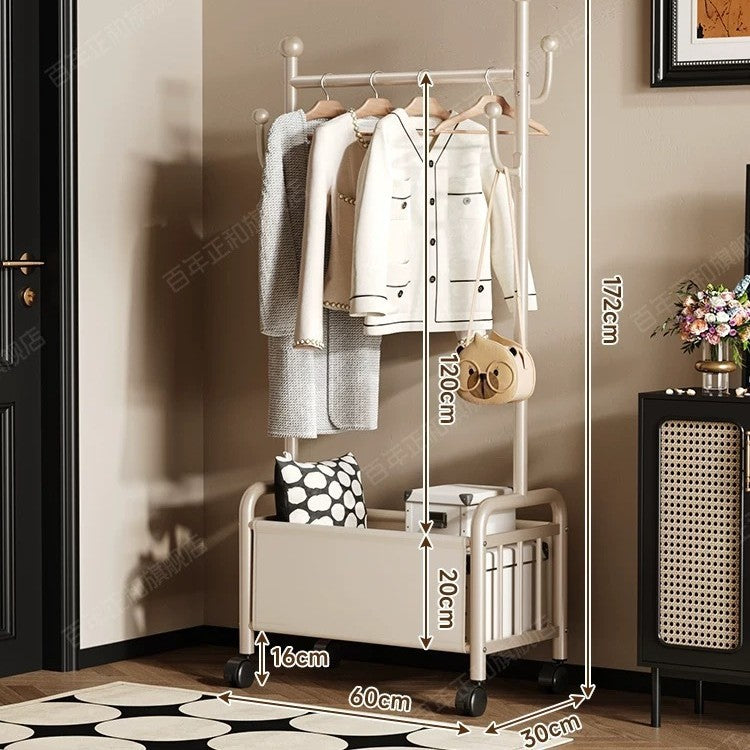 Popular floor-to-ceiling drying rack, multi-functional clothes hanging rod, indoor bedroom removable storage bedside coat rack