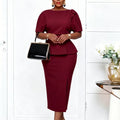 D638 cross-border e-commerce european and american style sexy slit bodycon short sleeve fashion ruffle african dress