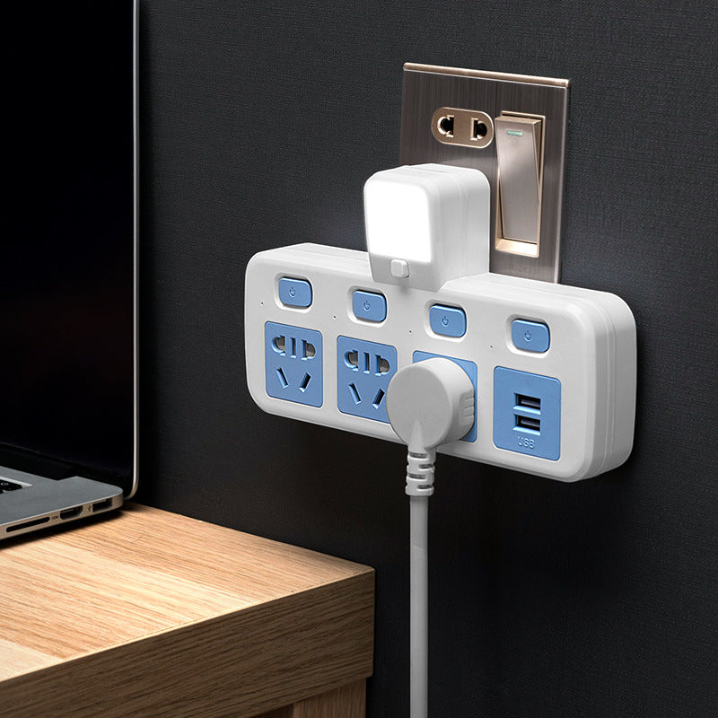 Multi-function wireless socket converter plug - one-to-multiple outlet panel with usb ports, night light, and power strip for home use