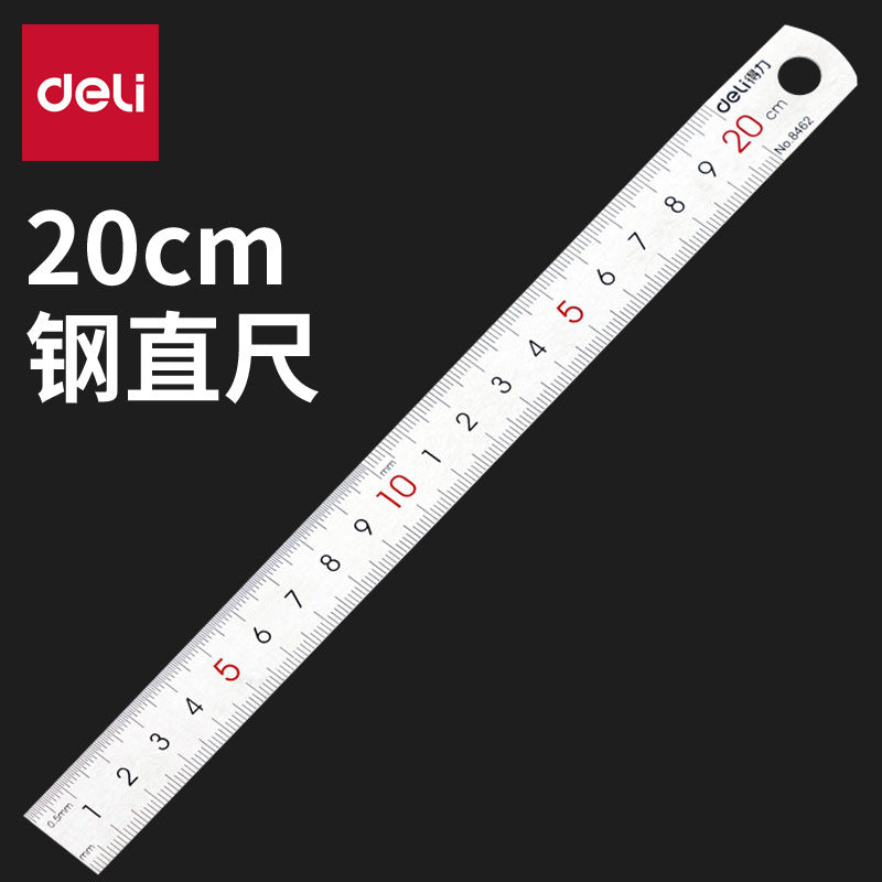 Deli 8462 steel ruler 20CM office use ruler measurement scale steel ruler office supply wholesale