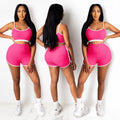 C3635 in-stock cross-border   fashion european and american women's yoga cropped tank top two-piece set