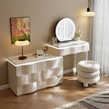 2025 new luxury solid wood vanity table - minimalist bedroom makeup desk with integrated chest of drawers, small storage cabinet, and makeup mirror