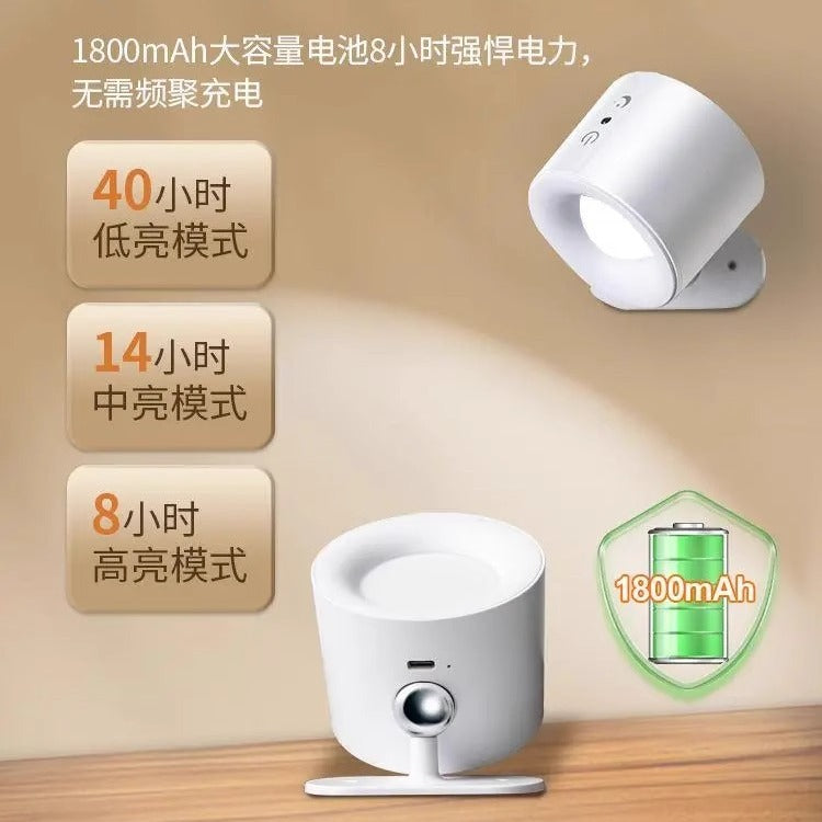 Rechargeable spotlight - no wiring, no drilling, movable magnetic bedside reading light, wireless remote control wall lamp, ambient light