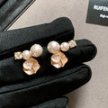 Sterling silver needle drop glaze camellia earrings gentle elegantclassy champagne pearl element sense of design sparkling zircon earrings