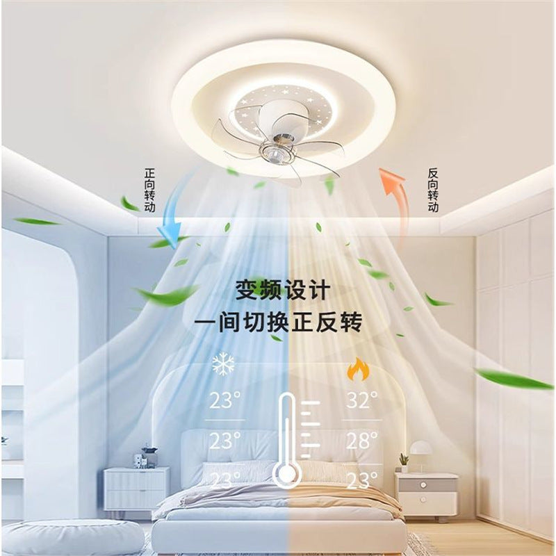 new full spectrum eye protection cream style 360° oscillating bedroom fan light with smart voice control