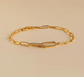 European and american cross-border accessible luxury paper clip-shaped bracelet stainless steel simple copper inlaid zircon infinite symbol bracelet for women wholesale