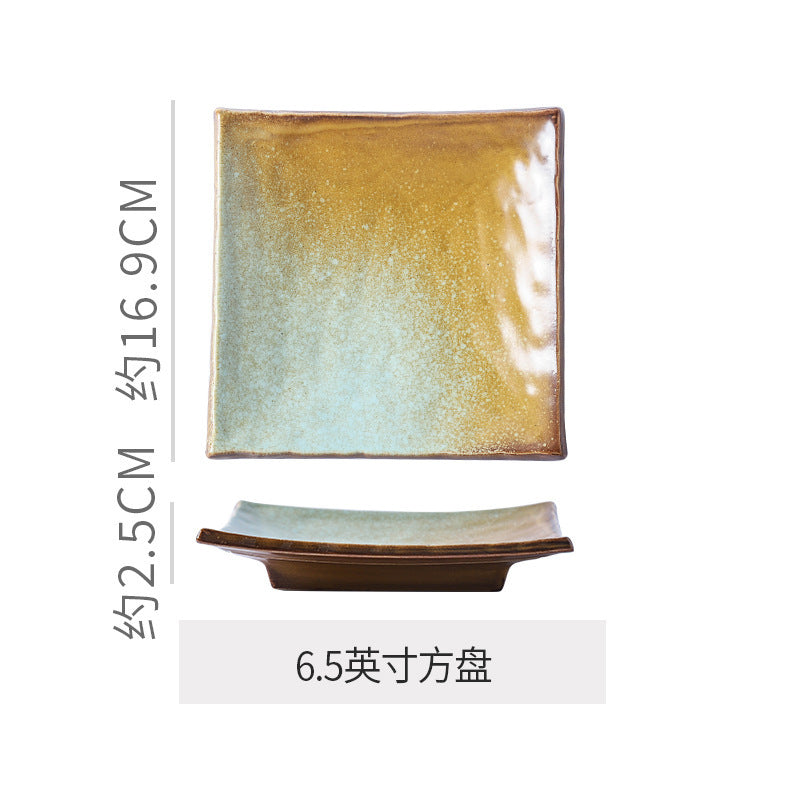 Japanese retrostylish bowls and plates hotel tableware combination kiln ceramic western dinner plate sushi plate steak plate suit