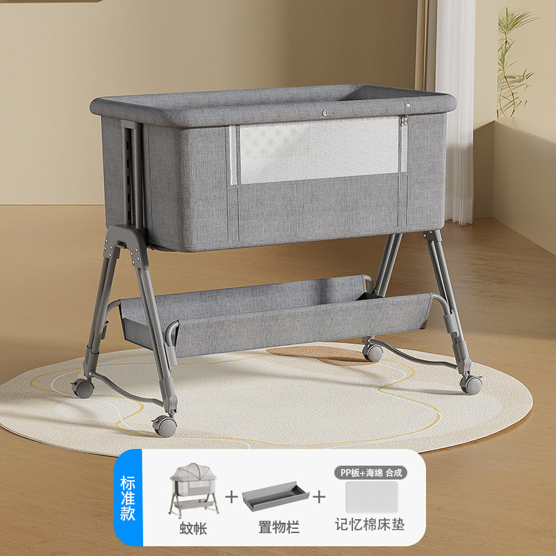 Aluminum alloy baby crib - portable, foldable, and convertible bassinet - multifunctional newborn bed - splice-together large bed