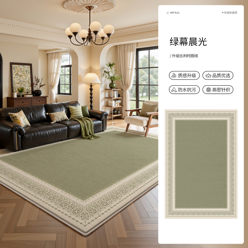 Carpet living room green french retro style sofa cushion medieval style waterproof washable and wipeable accessible luxury high-end carpet