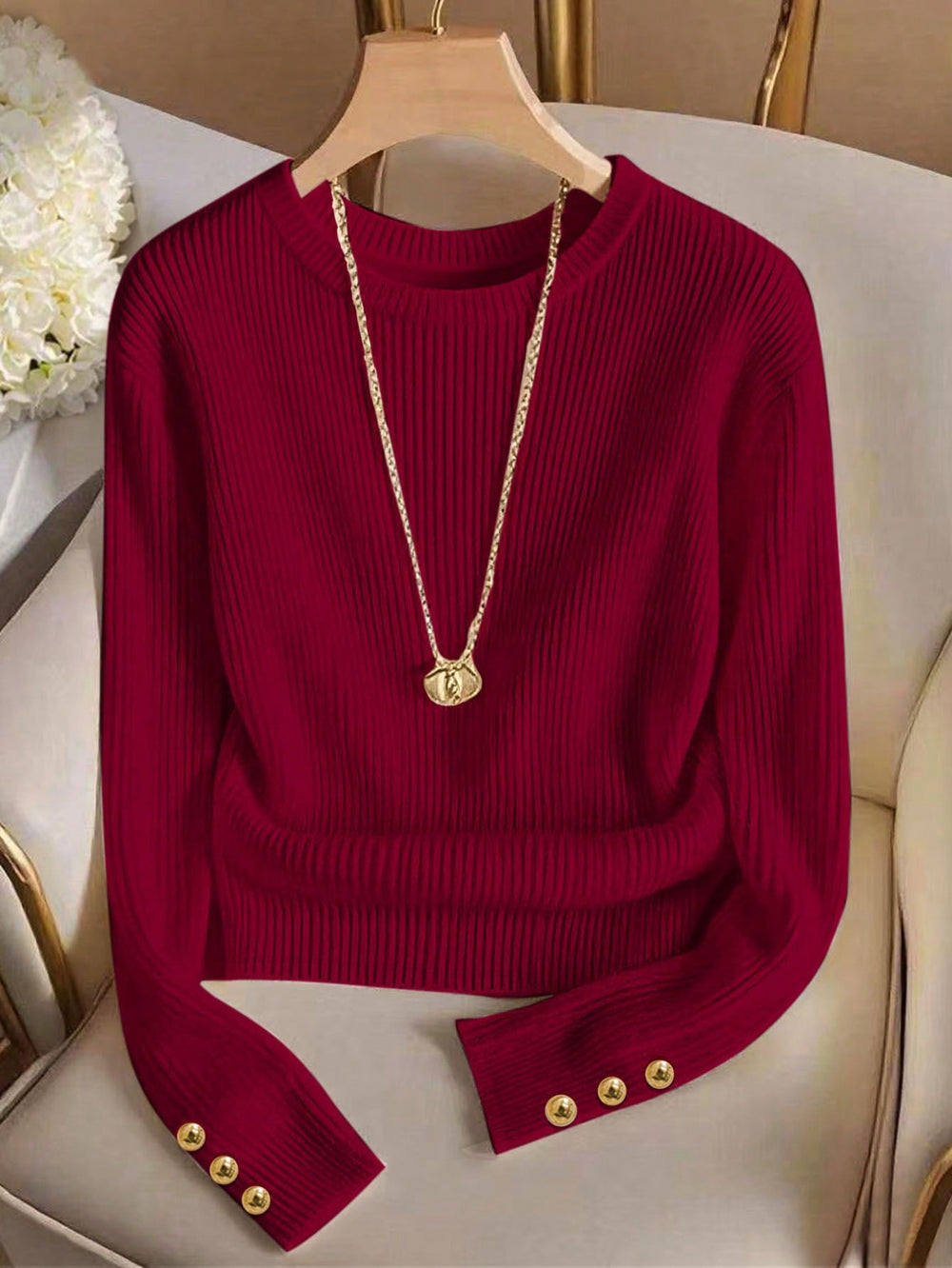 Ready-to-ship  fashion women's new cross-border european and american knitted long-sleeve t-shirt