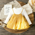 Girls' spring top set: sweet mesh princess-style camisole and top for kids