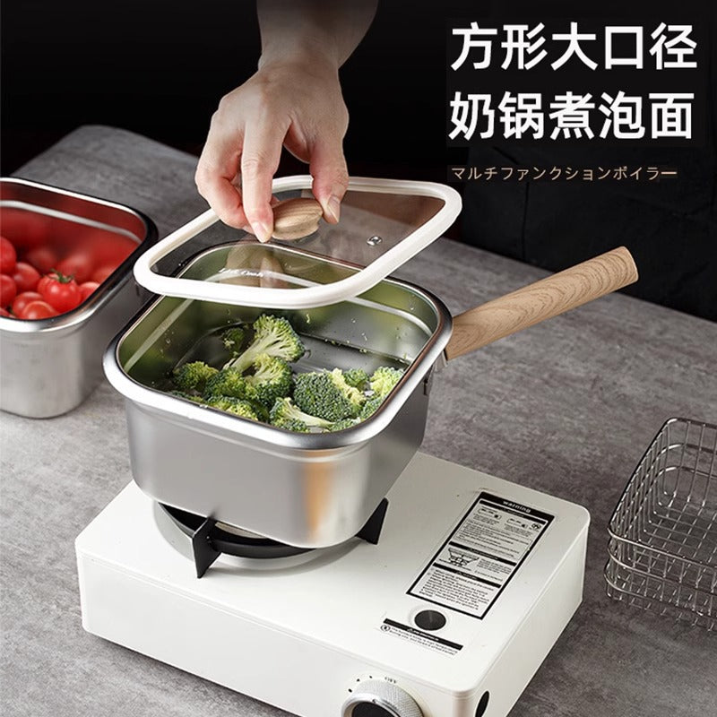 Multifunctional stainless steel deep fryer - portable outdoor fryer with filter basket, square fry pan