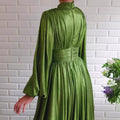 Amazon's new  spring summer popular color waist hanging neck large swing sexy avocado green dress long skirt