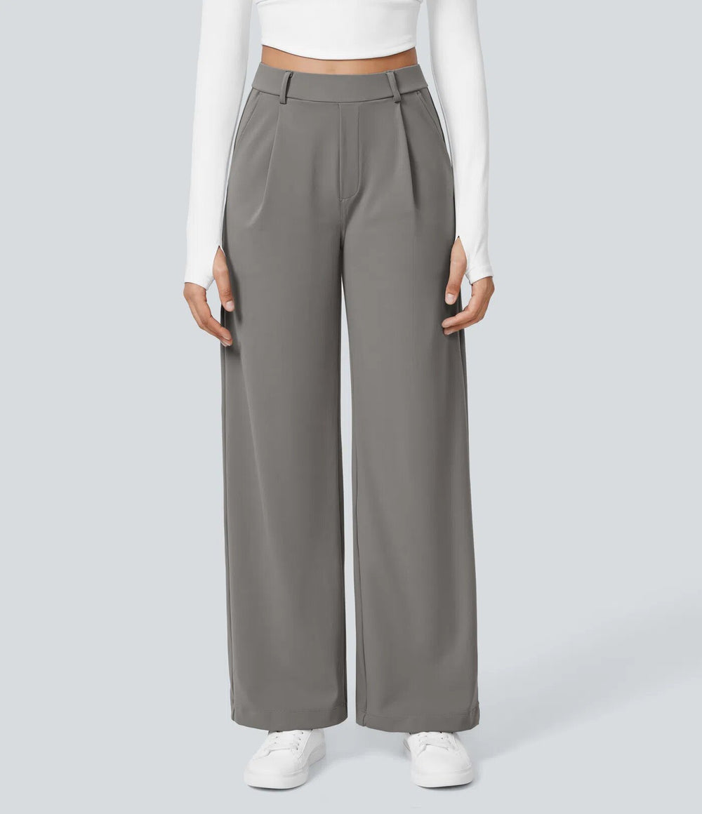 Amazon 2025 autumn new women's cross-border fashion casual solid color pocket loose fit suit pants - versatile and stylish