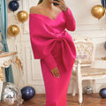 Am210730 deep v bow high waist hip party plus size women's dress party dress