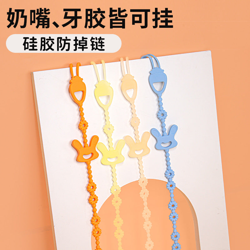 Cross-border new baby toothpaste anti-lost chain food grade silicone baby toy strap lanyard silicone pacifier chain