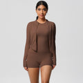 European and american new cloud-feel quick-dry yoga outfit: tight-fitting, butt-lifting pocket shorts sports set - outdoor fitness three-piece set