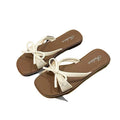 French sweet sandals women's summer new elegant soft sole one-strap sandals bowknot student outdoor flip-flops