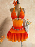 European and american cross-border   new backless sexy bodycon mini beach vacation women's dress