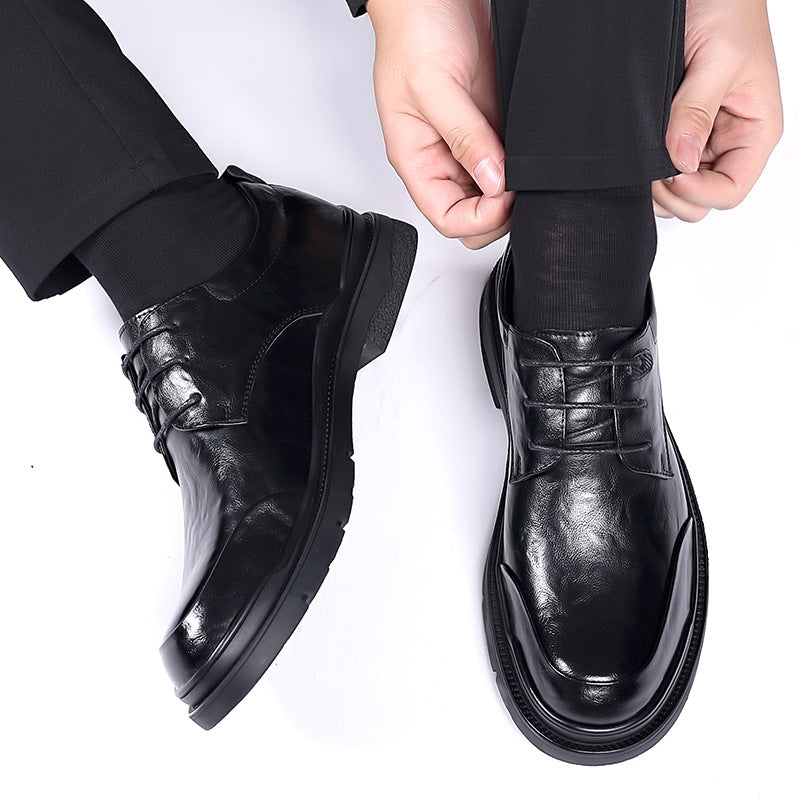 Men's leather dress shoes - british style, live stream, black, formal business casual, soft sole, wedding groom, suit shoes