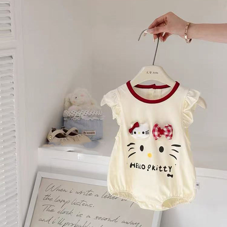 Summernew arrival jumpsuit, fashionable baby clothes, flying sleeves, butt-covering clothes, baby summer clothes, thin khaki rompers, one-piece