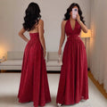 Red floral print cami dress - women's summer  new arrival - french chic sleeveless beach maxi dress for seaside vacations