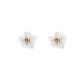 Unique elegant diamond-studded white gardenia stud earrings - exquisite, high-end, minimalist, and personalized. new trendy winter 2025 collection