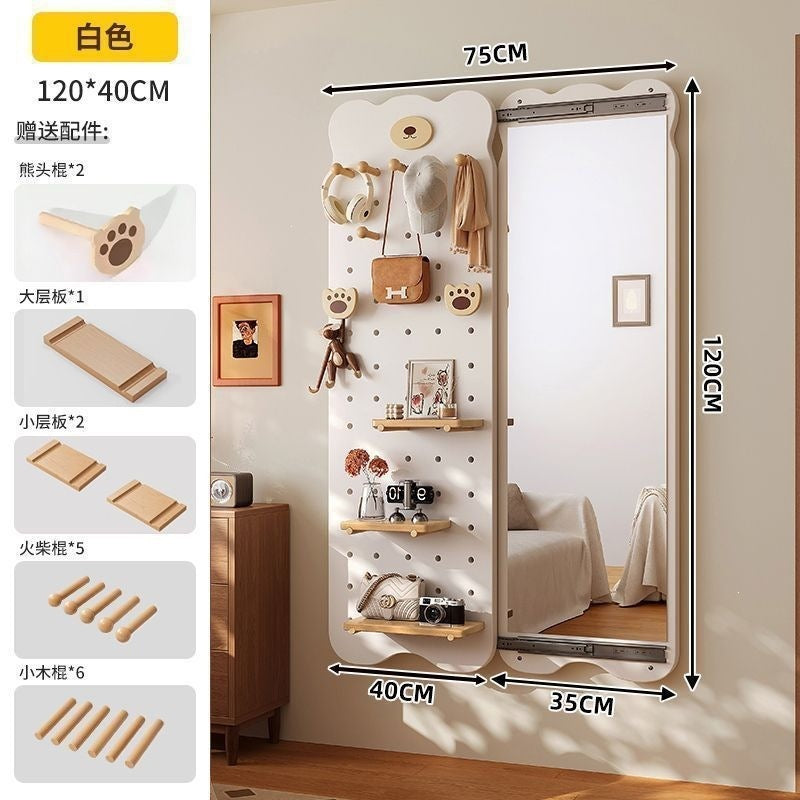 Bear hole board full-length mirror hidden push-pull full-length mirror for home can be closed invisible wall-mounted fitting mirror no