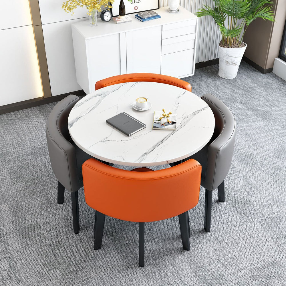 Collapsible dining table for home, small apartment, apartment, restaurant, shopfront negotiation table and chair set, reception round table
