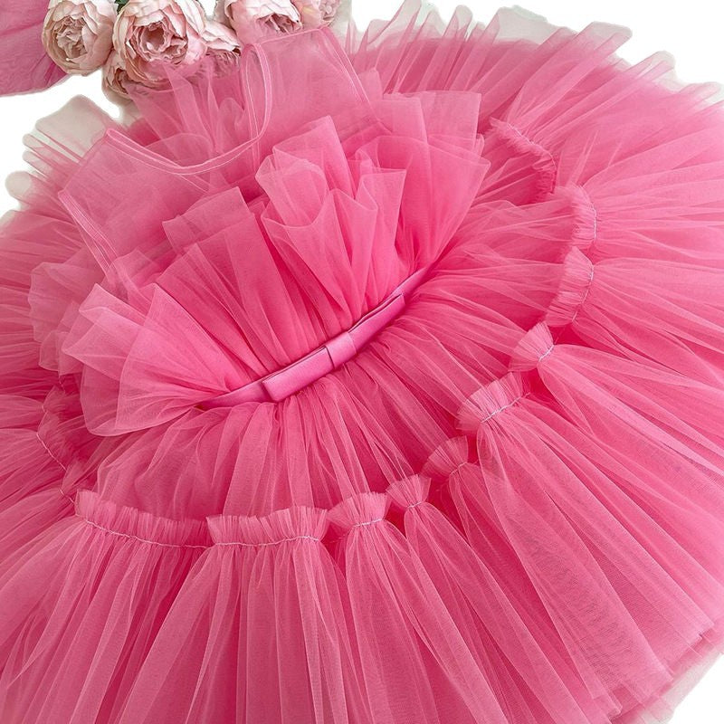 summer new girls' dress - european & american style sleeveless mesh tutu dress - kids' bow princess dress - little princess
