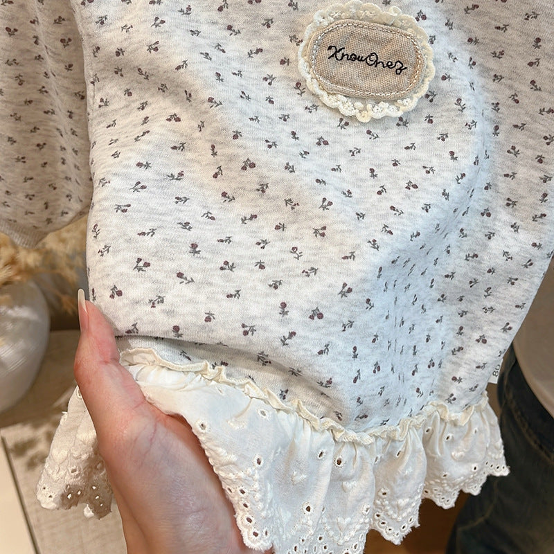 Girls' fall/winter new collection: fleece-lined base layer top, baby girl's early autumn outerwear sweatshirt, kids' autumn top, trendy children's clothing
